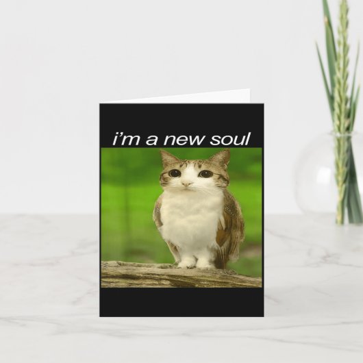 Funny Meowl Cat Owl Brainrot Cursed Internet Silly Kaart (Voorkant)