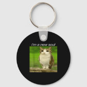 Funny Meowl Cat Owl Brainrot Cursed Internet Silly Sleutelhanger (Voorkant)