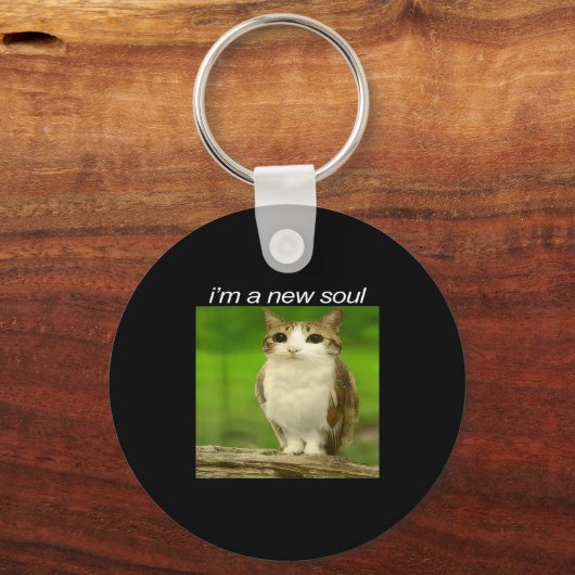 Funny Meowl Cat Owl Brainrot Cursed Internet Silly Sleutelhanger (Voorkant)