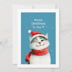 Funny Meowy Cat Schattigee kerst Kaart