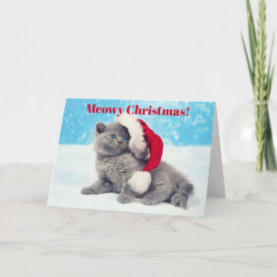 Funny Meowy Christmas Kitten Kaart 2