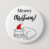 Funny Meowy Kerstfeestdag Button (Voorkant)