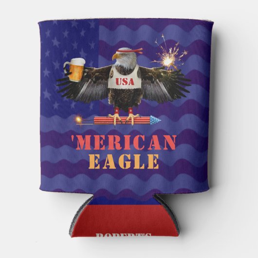 Funny Merican Eagle 4 juli Beer en Fireworks Blikjeskoeler (Voorkant)