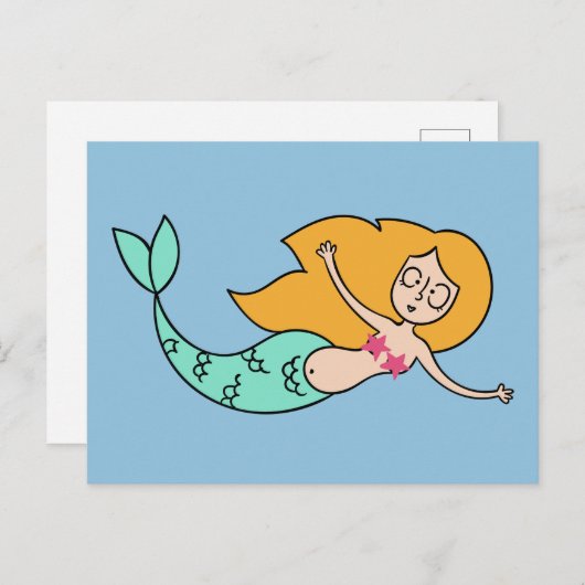 Funny Mermaid aangepaste kleur briefkaart (Voorkant / Achterkant)