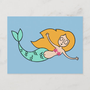 Funny Mermaid aangepaste kleur briefkaart