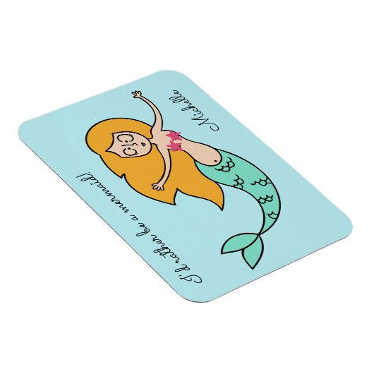 Funny Mermaid, aangepaste naam en tekstmagneet Magneet (Rechterzijde)
