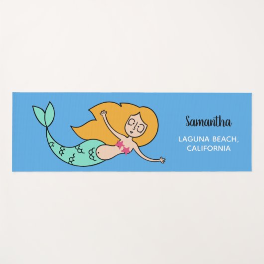 Funny Mermaid, aangepaste naam, locatie en kleurst Yogamat (Voorkant (horizontaal))