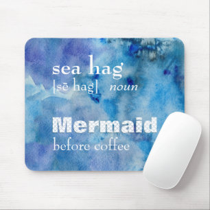 Funny Mermaid Coffee Quote Muismat ☕🧜‍♀️