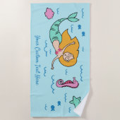 Funny Mermaid-handdoek Strandlaken (Voorkant)