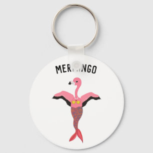 Funny Mermingo Magical Pink Flamingo Mermaid Sleutelhanger