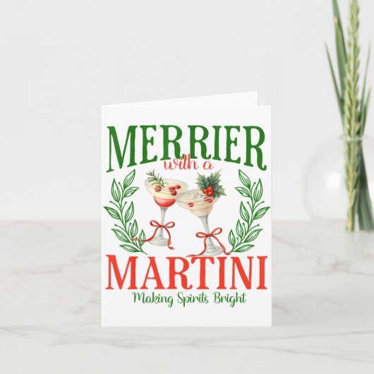 Funny Merrier With A Martini Bachelorette Merry Ch Kaart (Voorkant)