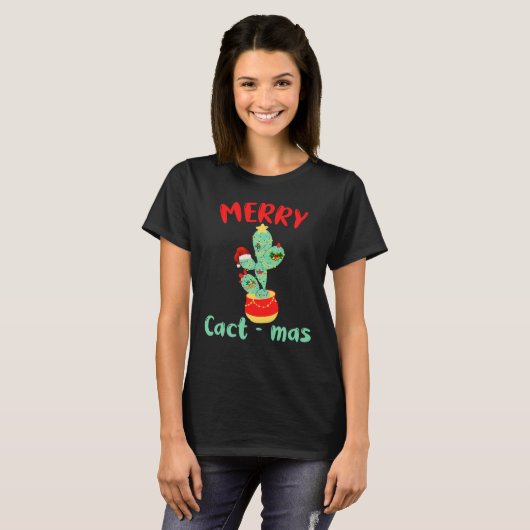 FUNNY MERRY CACTMAS - CACTUS CHRISTMAS FUN T-SHIRT (Voorkant volledig)