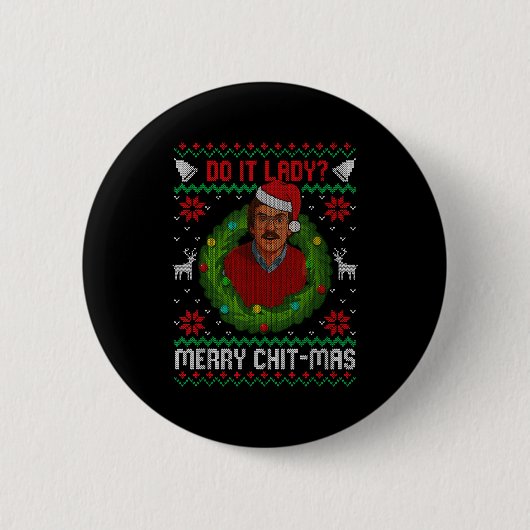 Funny Merry Chit-mas Ugly Christmas Sweater Ronde Button 5,7 Cm (Voorkant)