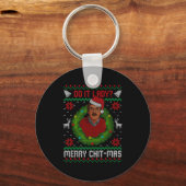 Funny Merry Chit-mas Ugly Christmas Sweater Sleutelhanger (Voorkant)