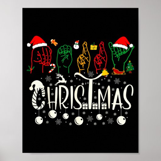 Funny Merry Christmas Asl Tee American Sign Langua Poster (Voorkant)