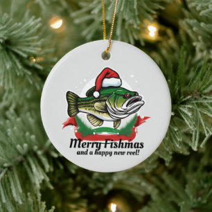 Funny Merry Christmas Fishmas Vist Santa Fish Keramisch Ornament
