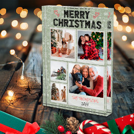 Funny Merry Christmas Green 5 Photo Family Xmas Fotoblokken