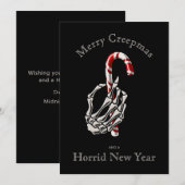 Funny Merry Creepmas Skeleton Candy Cane Kaart (Voorkant / Achterkant)