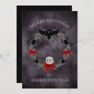 Funny Merry Creepmas Wreath Holiday Kaart