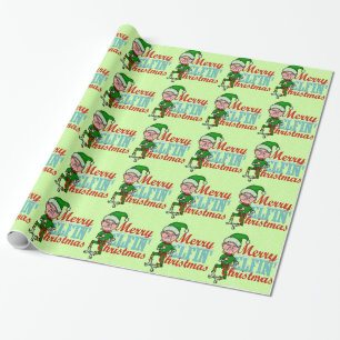 Funny Merry Elfin Kerstmis Bah Humbug Cadeaupapier