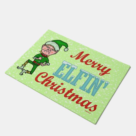 Funny Merry Elfin Kerstmis Bah Humbug Holiday Elf Deurmat (Schuin)
