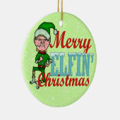 Funny Merry Elfin Kerstmis Bah Humbug Keramisch Ornament (Rechts)