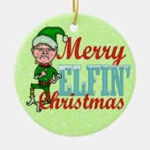 Funny Merry Elfin Kerstmis Bah Humbug Keramisch Ornament (Voorkant)