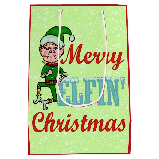 Funny Merry Elfin Kerstmis Bah Humbug Medium Cadeauzakje (Achterkant)