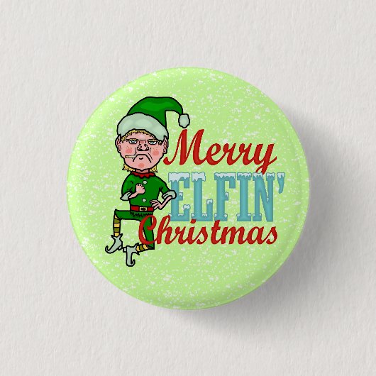 Funny Merry Elfin Kerstmis Bah Humbug Ronde Button 3,2 Cm (Voorkant)