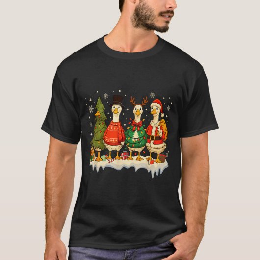Funny Merry Goosemas Cute Xmas Goose Lovers Men Wo T-shirt (Voorkant)