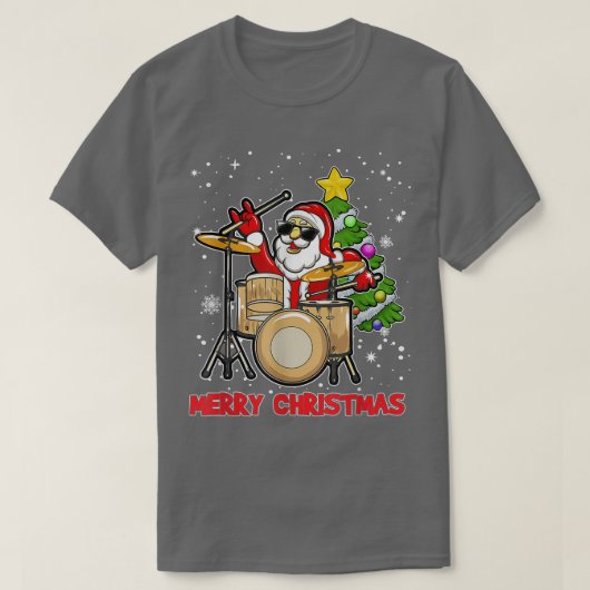 Funny Merry Kerstdrum en Santa Drummer Lover T-shirt (Design voorkant)