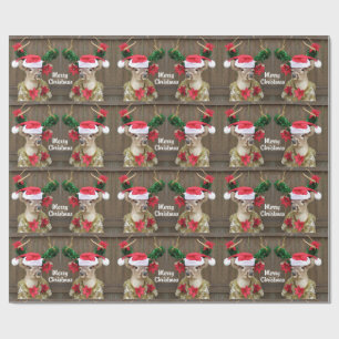 Funny Merry Kerstmis Buck Whitetail Deer Cadeaupapier