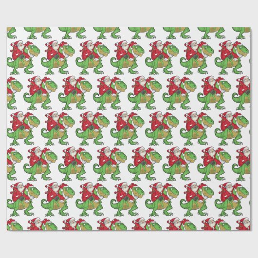 Funny Merry Kerstmis Dinosaur Santa Claus Cadeaupapier (Vlak)