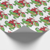 Funny Merry Kerstmis Dinosaur Santa Claus Cadeaupapier (Hoek)