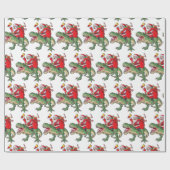 Funny Merry Kerstmis Dinosaur Santa Claus Cadeaupapier (Vlak)