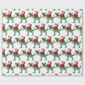 Funny Merry Kerstmis Dinosaur Santa Claus Cadeaupapier (Vlak)