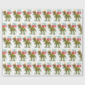 Funny Merry Kerstmis Dinosaur Santa Hat Cadeaupapier (Vlak)