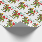 Funny Merry Kerstmis Dinosaur Santa Hat Cadeaupapier (Hoek)
