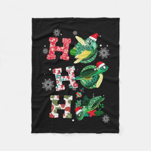 Funny Merry Kerstmis HO HO Turtle Santa Fleece Deken