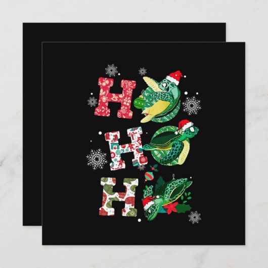 Funny Merry Kerstmis HO HO Turtle Santa Kaart (Voorkant / Achterkant)