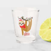 Funny Merry Kerstmis Sloth | FEESTDAGEN Shot Glas (Voorkant)