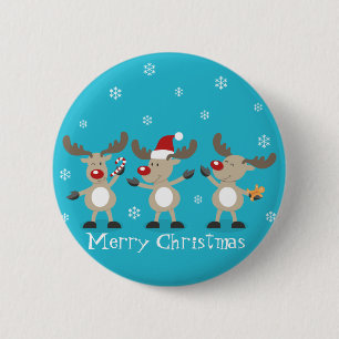 Funny Merry-kerstrenders Ronde Button 5,7 Cm