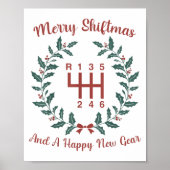 Funny Merry Shiftmas And A Happy New Quote Mechani Poster (Voorkant)