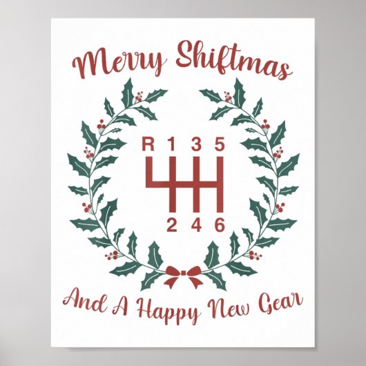 Funny Merry Shiftmas And A Happy New Quote Mechani Poster (Voorkant)