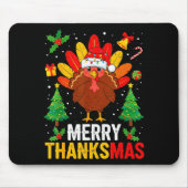 Funny Merry Thanksmas Happy Thanksgiving Santa Tur Muismat (Voorkant)