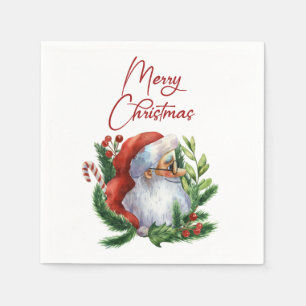 Funny Merry Waterverf Santa Paper Napki Servet