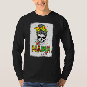 Funny Messy Bun Skull Mamacita Cinco De Mayo Ma F T-shirt