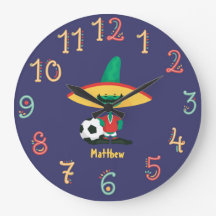 Funny Mexicaanse Football boys Soccer Wall Clock