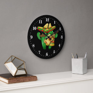 Funny Mexican cactus decor Large Clock Grote Klok
