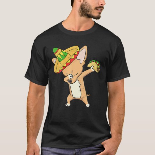 Funny Mexican Chihuahua Dog Taco Dabbing Cinco de T-shirt (Voorkant)